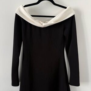 Princess Polly Black Dress with Ivory Cowl Neck